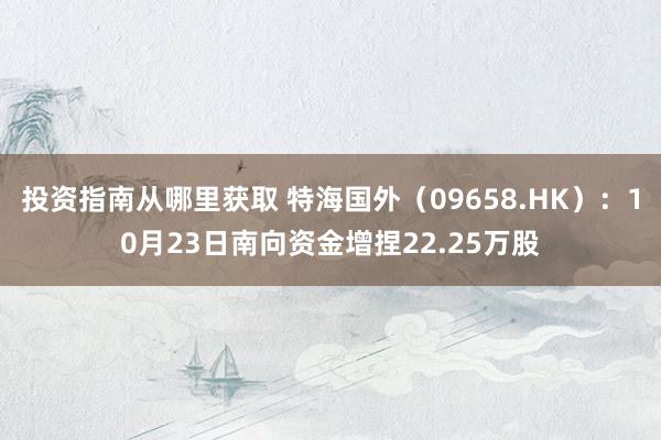 投资指南从哪里获取 特海国外（09658.HK）：10月23日南向资金增捏22.25万股