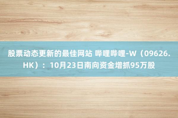 股票动态更新的最佳网站 哔哩哔哩-W（09626.HK）：10月23日南向资金增抓95万股