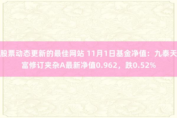 股票动态更新的最佳网站 11月1日基金净值：九泰天富修订夹杂A最新净值0.962，跌0.52%