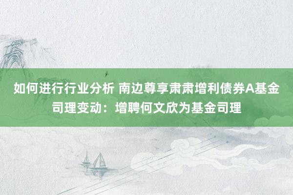 如何进行行业分析 南边尊享肃肃增利债券A基金司理变动：增聘何文欣为基金司理