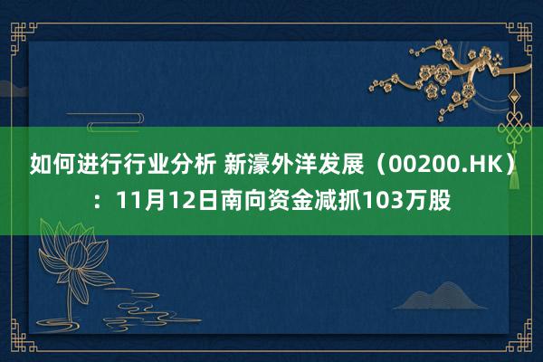 如何进行行业分析 新濠外洋发展（00200.HK）：11月12日南向资金减抓103万股