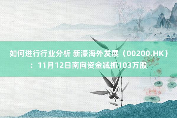 如何进行行业分析 新濠海外发展（00200.HK）：11月12日南向资金减抓103万股