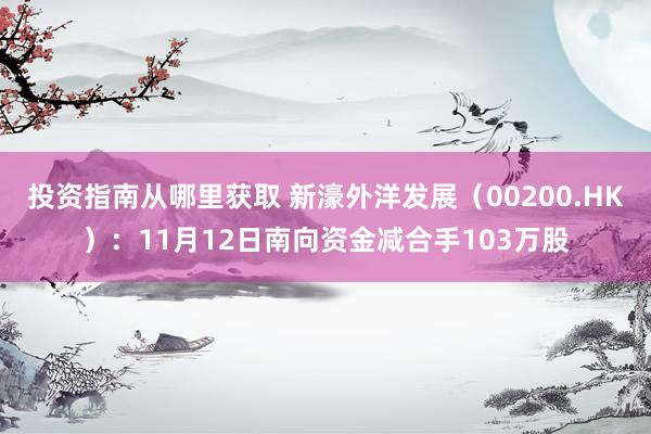 投资指南从哪里获取 新濠外洋发展（00200.HK）：11月12日南向资金减合手103万股