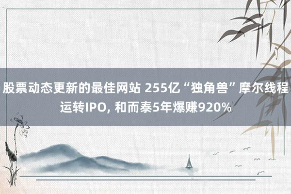 股票动态更新的最佳网站 255亿“独角兽”摩尔线程运转IPO, 和而泰5年爆赚920%