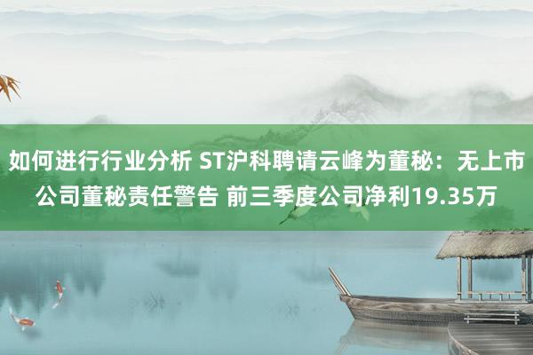 如何进行行业分析 ST沪科聘请云峰为董秘：无上市公司董秘责任警告 前三季度公司净利19.35万