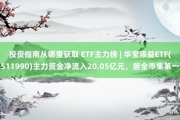 投资指南从哪里获取 ETF主力榜 | 华宝添益ETF(511990)主力资金净流入20.05亿元，居全市集第一