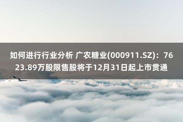 如何进行行业分析 广农糖业(000911.SZ)：7623.89万股限售股将于12月31日起上市贯通