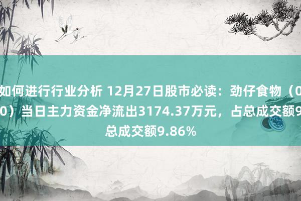 如何进行行业分析 12月27日股市必读：劲仔食物（003000）当日主力资金净流出3174.37万元，占总成交额9.86%