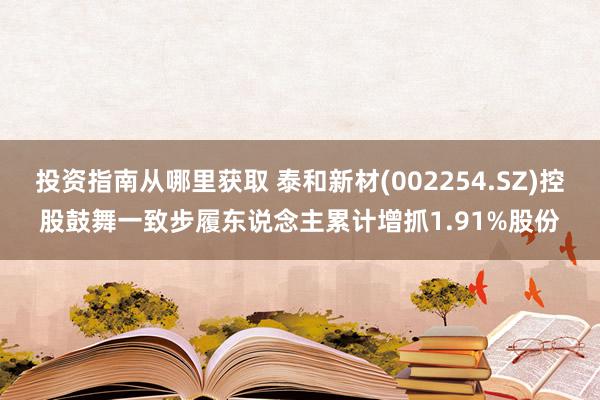 投资指南从哪里获取 泰和新材(002254.SZ)控股鼓舞一致步履东说念主累计增抓1.91%股份