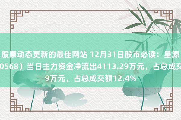 股票动态更新的最佳网站 12月31日股市必读：星源材质（300568）当日主力资金净流出4113.29万元，占总成交额12.4%