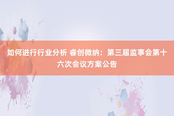 如何进行行业分析 睿创微纳：第三届监事会第十六次会议方案公告