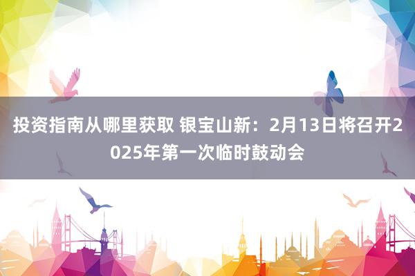 投资指南从哪里获取 银宝山新：2月13日将召开2025年第一次临时鼓动会