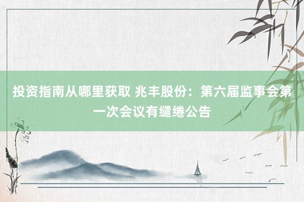 投资指南从哪里获取 兆丰股份：第六届监事会第一次会议有缱绻公告