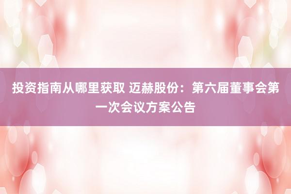 投资指南从哪里获取 迈赫股份：第六届董事会第一次会议方案公告