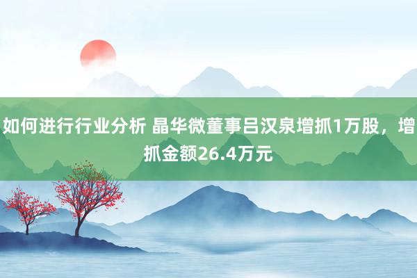 如何进行行业分析 晶华微董事吕汉泉增抓1万股，增抓金额26.4万元