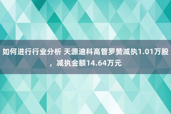 如何进行行业分析 天源迪科高管罗赞减执1.01万股，减执金额14.64万元