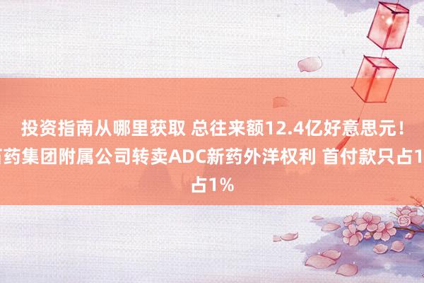 投资指南从哪里获取 总往来额12.4亿好意思元！石药集团附属公司转卖ADC新药外洋权利 首付款只占1%