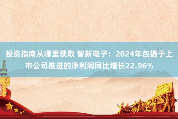 投资指南从哪里获取 智新电子：2024年包摄于上市公司推进的净利润同比增长22.96%