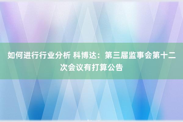 如何进行行业分析 科博达：第三届监事会第十二次会议有打算公告