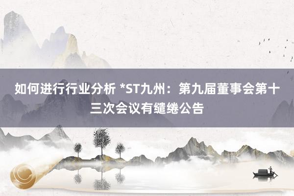 如何进行行业分析 *ST九州：第九届董事会第十三次会议有缱绻公告