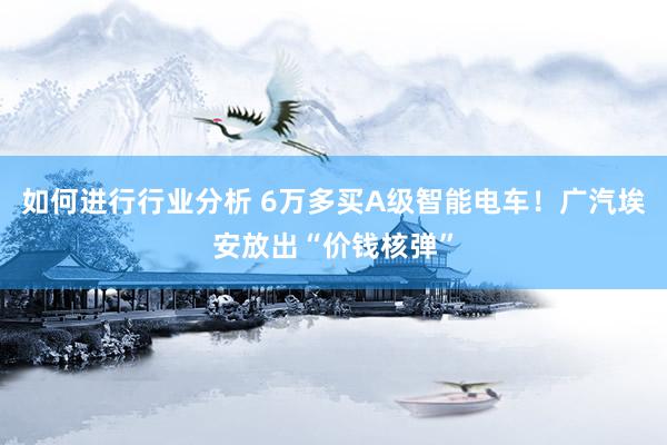 如何进行行业分析 6万多买A级智能电车！广汽埃安放出“价钱核弹”