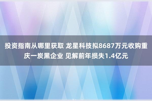 投资指南从哪里获取 龙星科技拟8687万元收购重庆一炭黑企业 见解前年损失1.4亿元