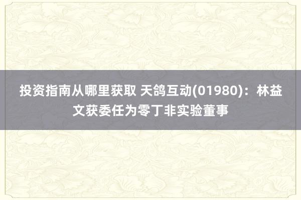 投资指南从哪里获取 天鸽互动(01980)：林益文获委任为零丁非实验董事